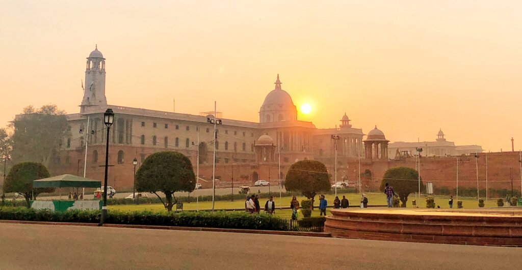 The beautiful architecture of New Delhi at sunset!