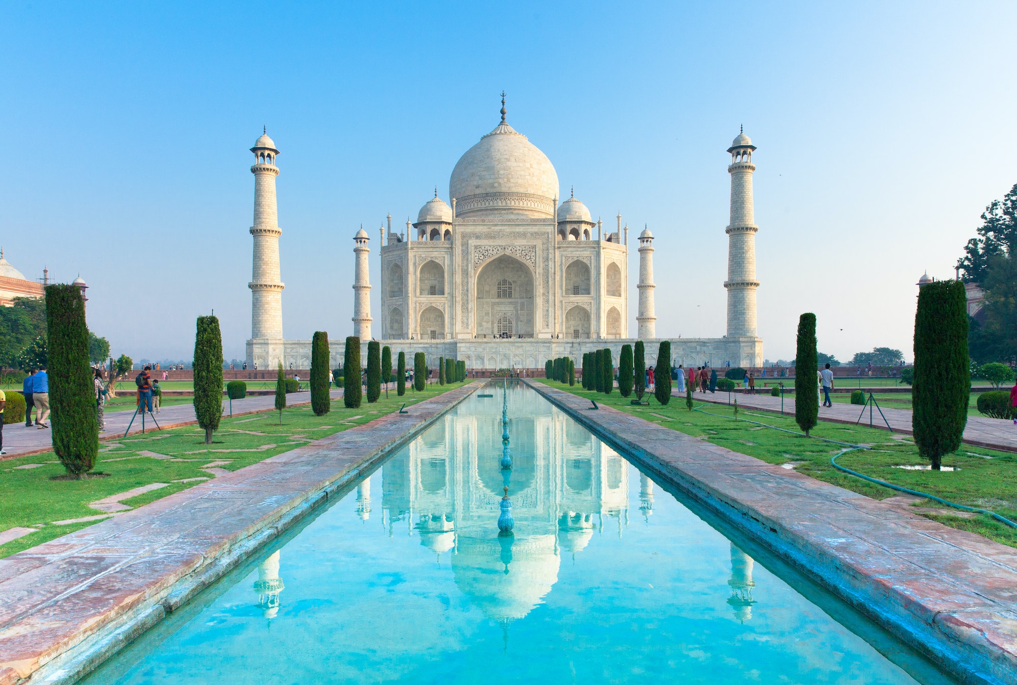 The view of Taj Mahal at sunrise, Agra, India.